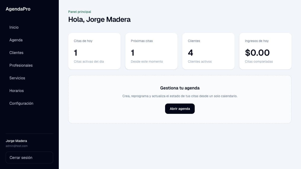 Captura de AgendaPro