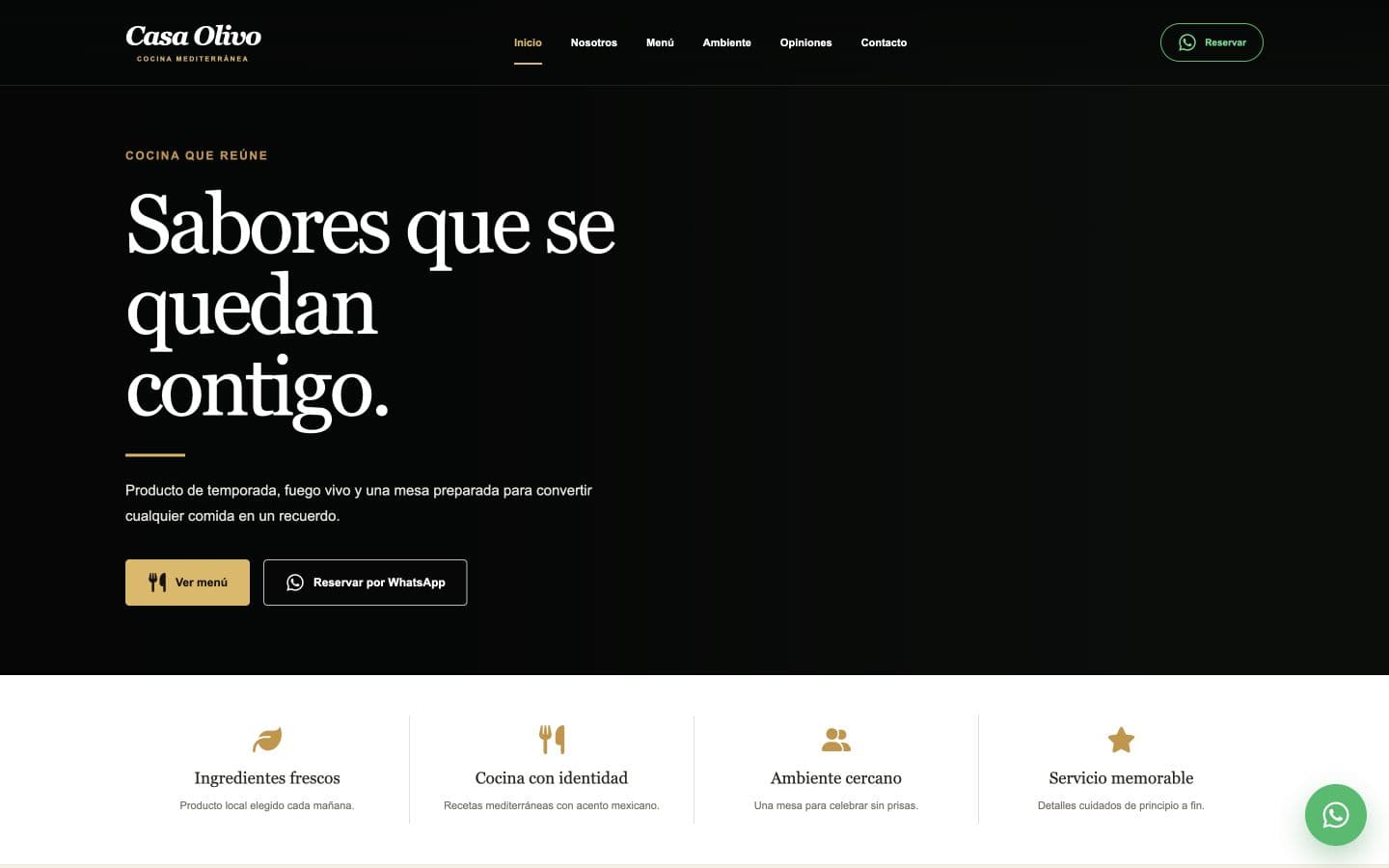 Landing page de Casa Olivo