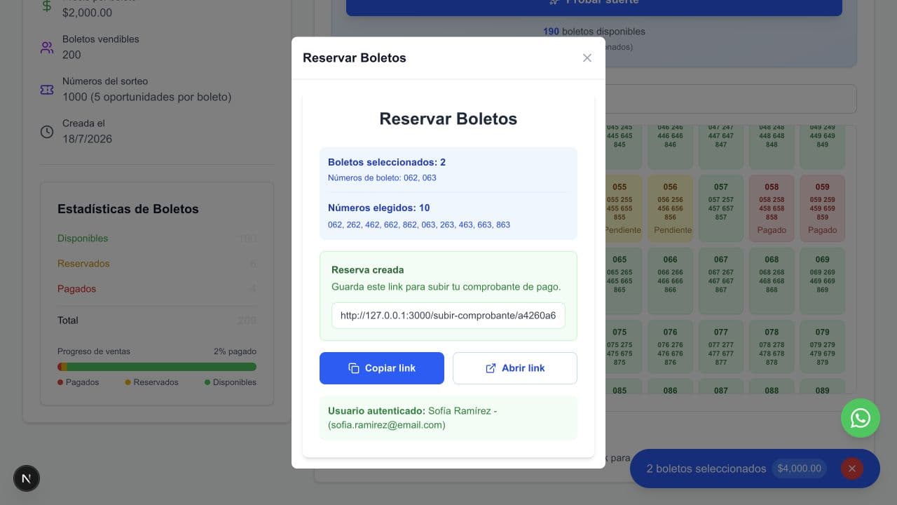 Reserva de boletos