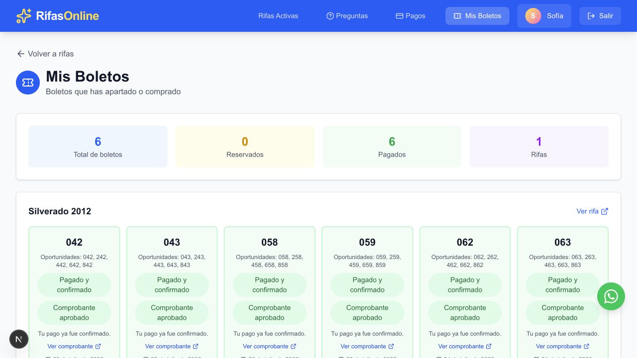 Boletos confirmados